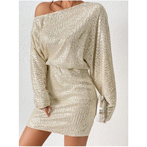 Sequin One Shoulder Evening Holiday Party Sexy Dress - Picture 8 of 13